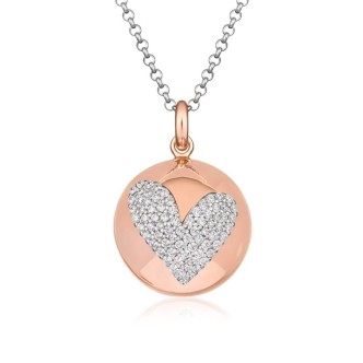 1 - Roberto Giannotti women's necklace SFA156 call angels pendant 925 rosé silver heart with white zircons.