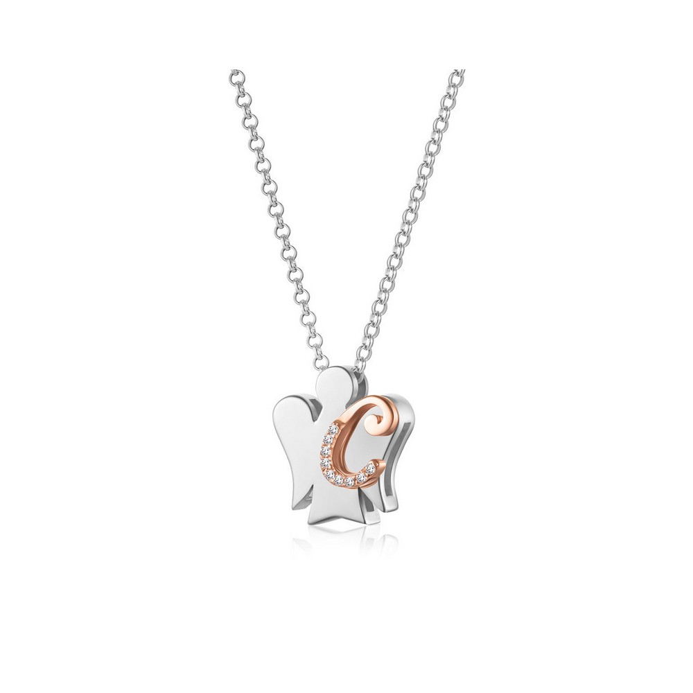 1 - Letter C women's necklace Roberto Giannotti 925 silver with zircons GIA500C Alphabet of Angels