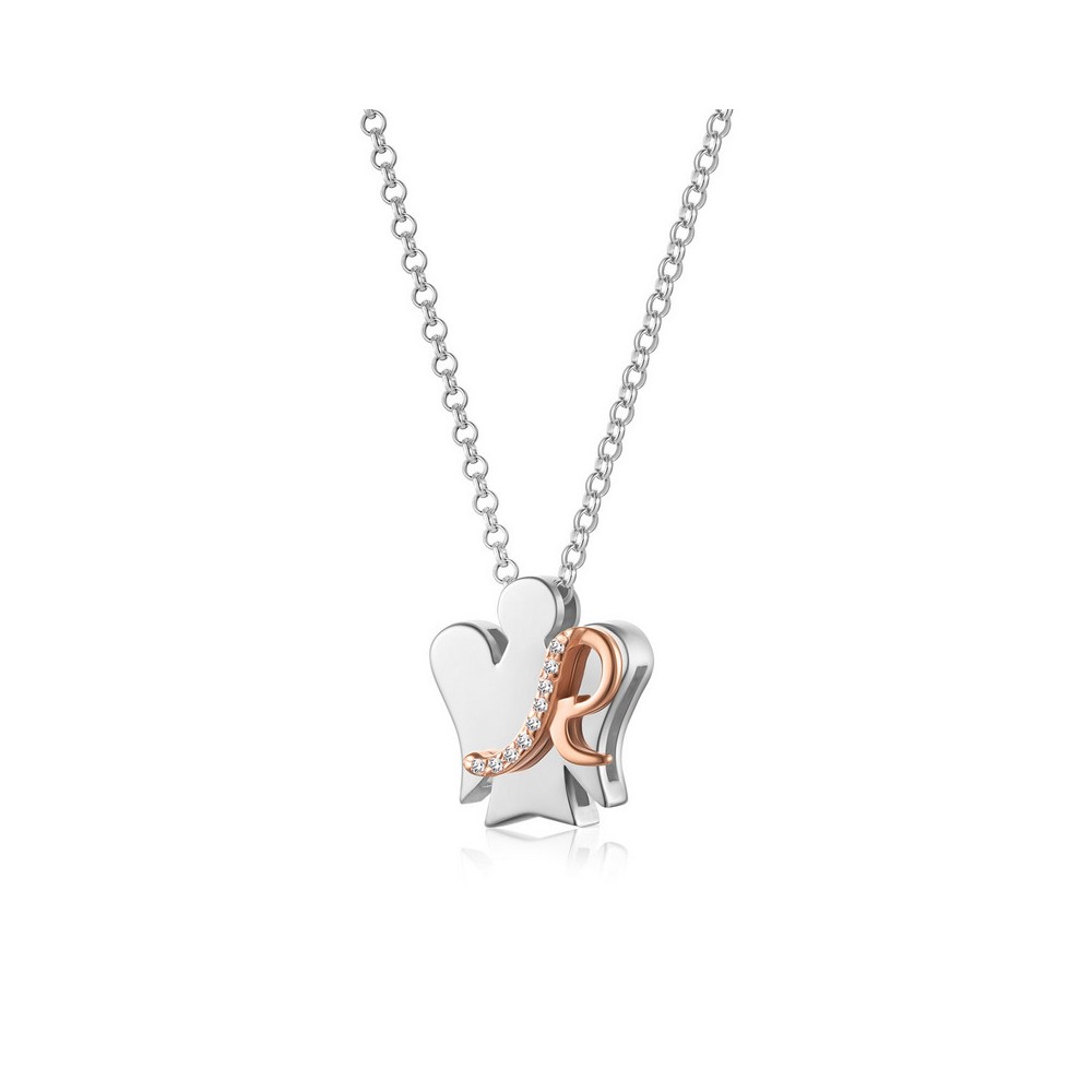 1 - Letter R women's necklace Roberto Giannotti 925 silver with zircons GIA500R Alphabet of Angels