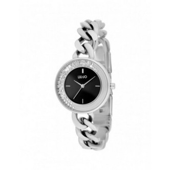 1 - Women's only time watch Liu Jo Dancing Chain black background TLJ2239 steel with crystals