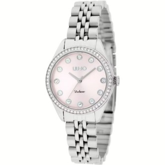 1 - Liu Jo Deluxe women's only time watch with pink background TLJ2254 steel with crystals