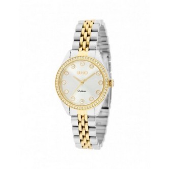 1 - Liu Jo Deluxe two-tone women's only time watch with silver background TLJ2259 steel with crystals