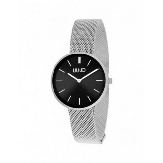 1 - Orologio donna solo tempo Liu Jo Story Silver fondo nero TLJ2275 acciaio Maglia Milano