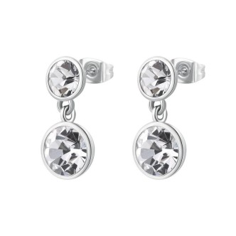 1 - Brosway Symphonia women's pendant earrings in 316L steel with white crystals BYM172