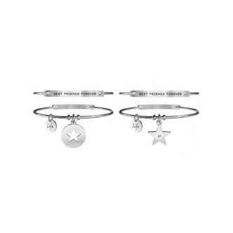 1 - Kidult bracelet 231656 double for friendship with stars in 316L steel and crystals Love collection