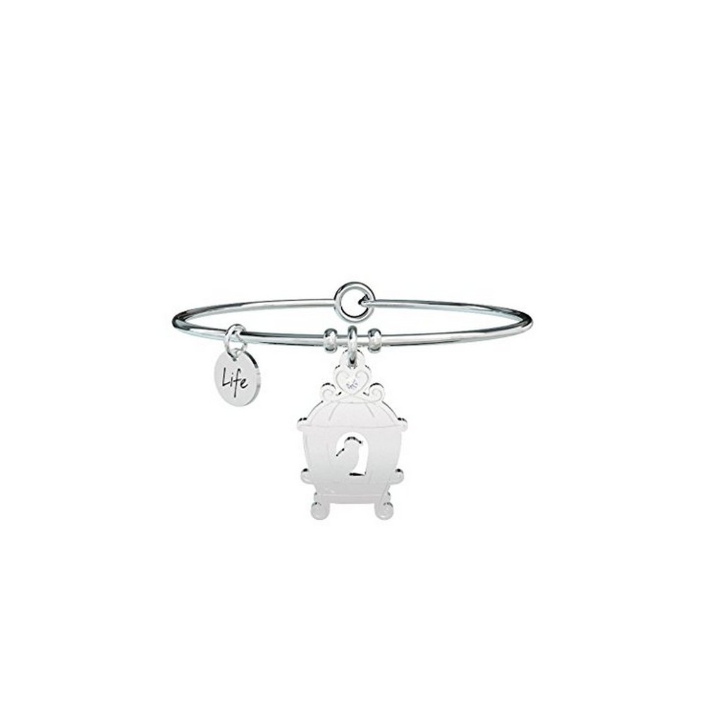 1 - Bracciale Kidult 731290 acciaio 316L ciondolo con gabbia e cristalli collezione Symbols