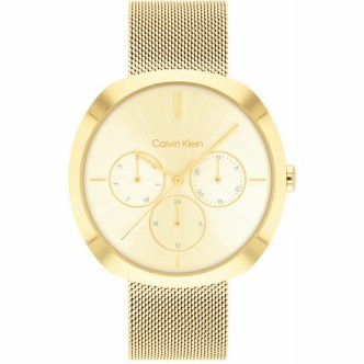 1 - Calvin Klein Sculptural gold multifunction women's watch 25200339 steel