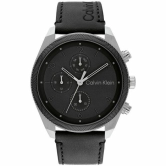 1 - Orologio uomo cronografo Calvin Klein Architectural nero 25200364 acciaio cinturino in pelle