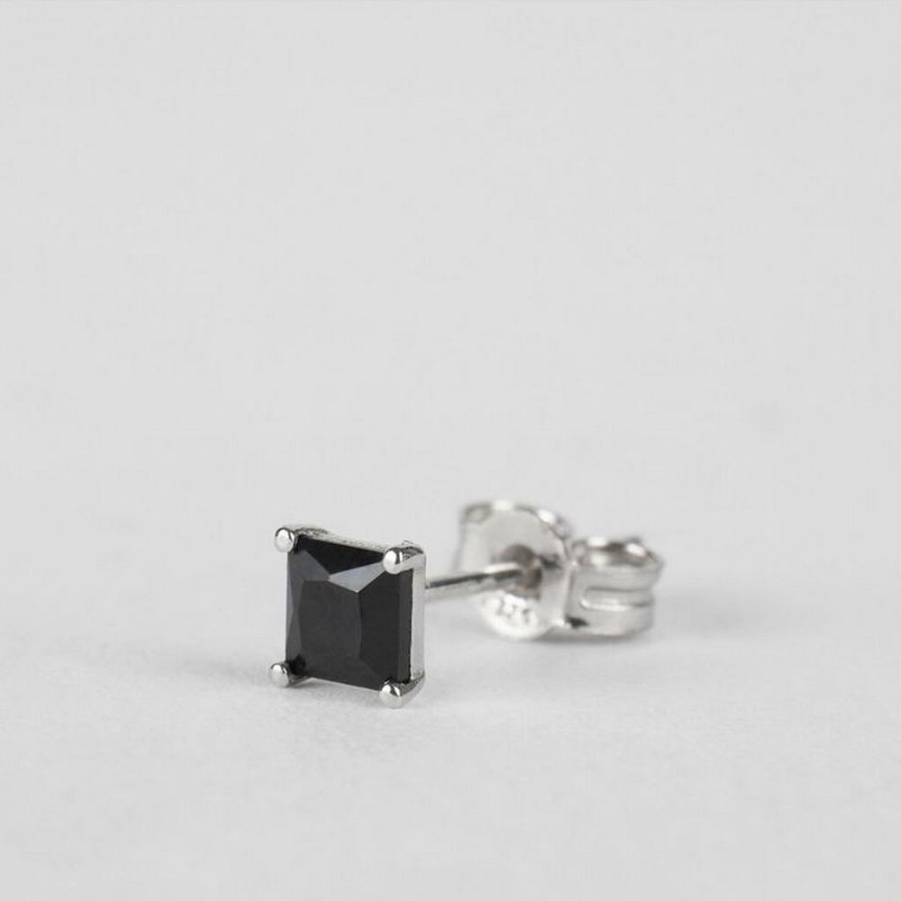 1 - Single light point earring for men in 9Kt white gold Stroili black zirocne 1426323