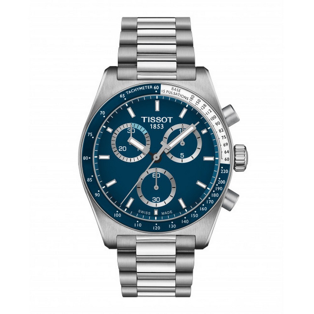 1 - Orologio uomo Tissot PR516 Cronograph fondo blu T149.417.11.041.00 cassa e bracciale in acciaio