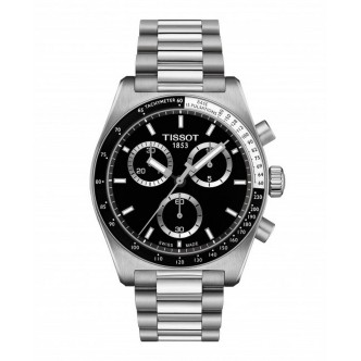 1 - Tissot PR516 Cronograph men's watch, black background, T149.417.11.051.00, steel case and bracelet