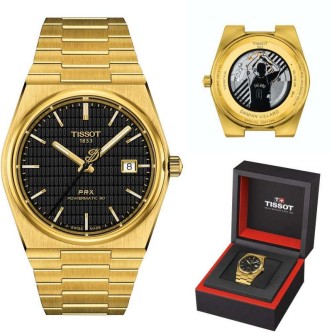 1 - Tissot PRX Powermatic 80 Damian Lillard golden men's watch Special Edition Automatic black background T137.407.33.051.00 ste