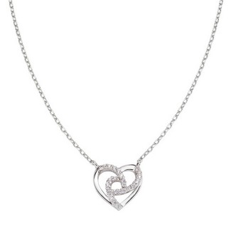 1 - Amen 925 Silver heart necklace for women with white zircons CLHHBBZ