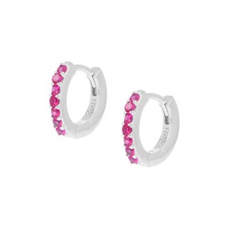 1 - Orecchini donna cerchietto Argento 925 Amen con zirconi fucsia ET1BR