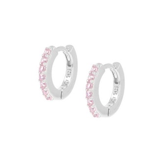 1 - Amen 925 Silver hoop earrings with pink zircons ET1BRO