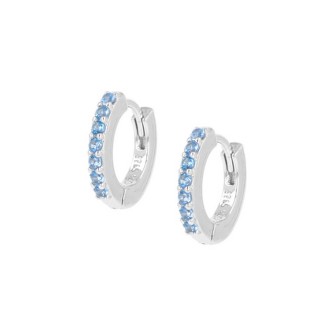 1 - Amen 925 Silver hoop earrings with aquamarine zircons ET1BAC