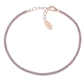 1 - Bracciale Tennis donna Argento 925 Amen rosato con zirconi viola BT1RLI17