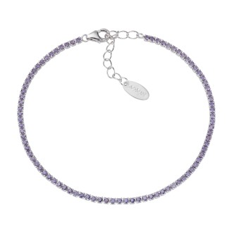 1 - Amen 925 Silver women's tennis bracelet with purple zircons BT1BVI17