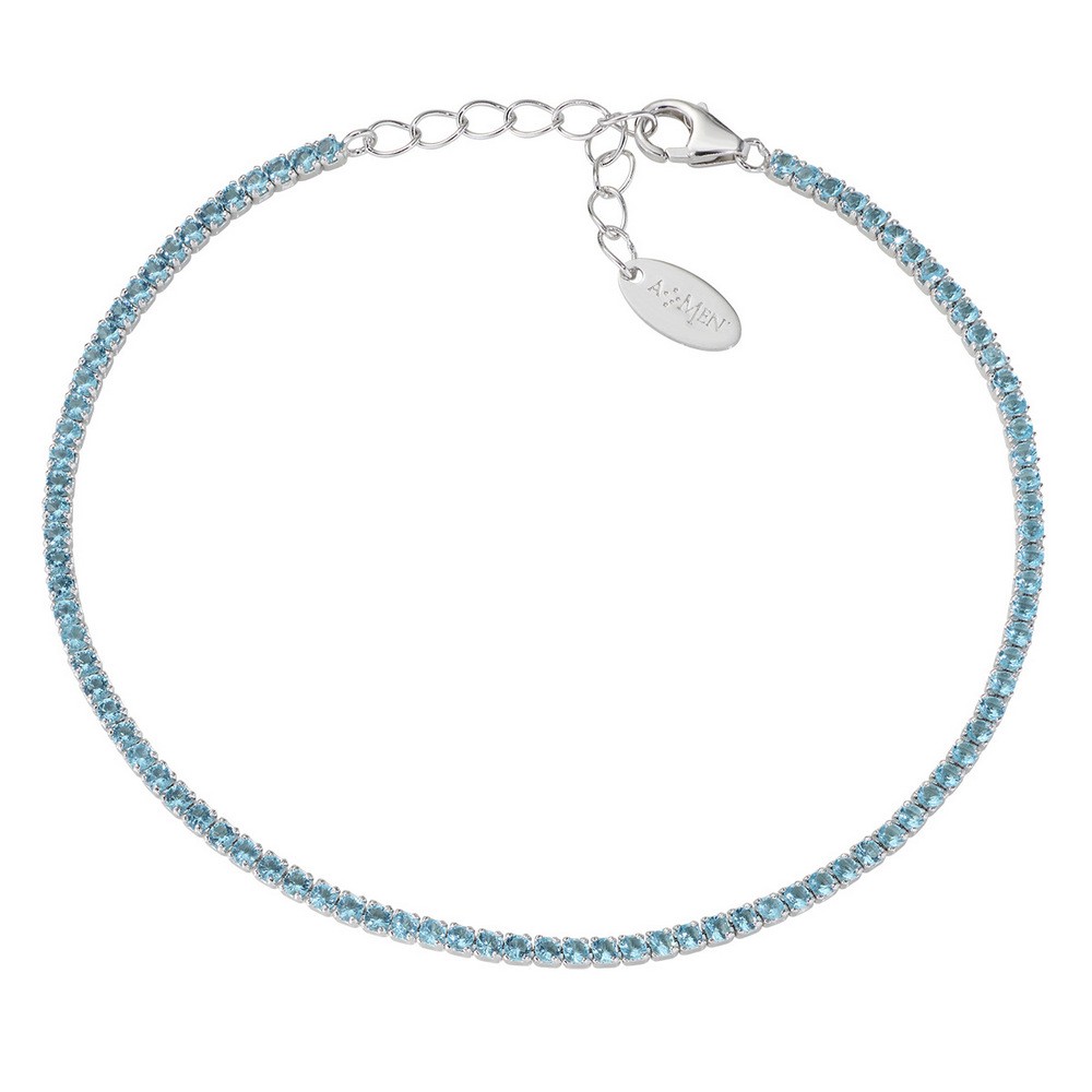 1 - Amen 925 Silver women's tennis bracelet with blue zircons BT1BAZ17