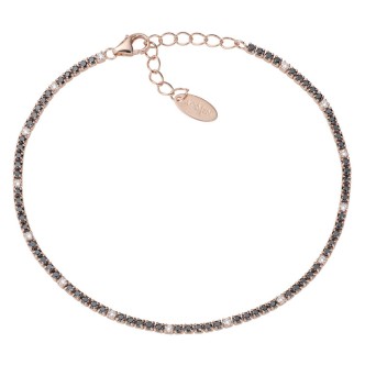 1 - Bracciale Tennis donna Argento 925 Amen rosato con zirconi neri e bianchi BT1RNB17