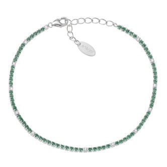 1 - Amen 925 Silver women's tennis bracelet with green and white zircons BT1BVEB