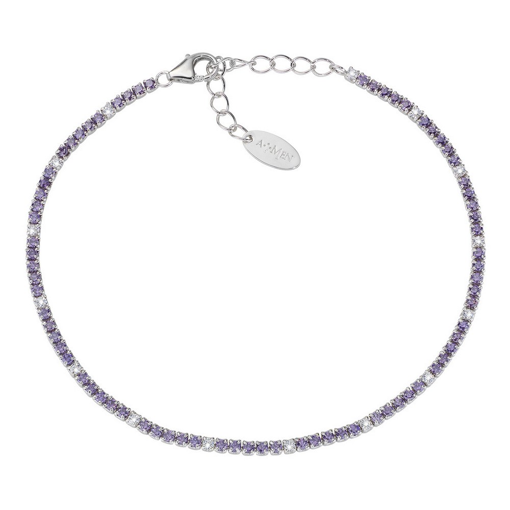 1 - Bracciale Tennis donna Argento 925 Amen con zirconi viola e bianchi BT1BVIB17