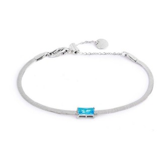 1 - Marlù women's snake bracelet with light blue baguette crystal 31BR0010-AM