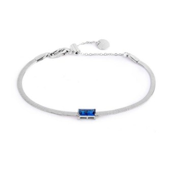 1 - Marlù women's snake bracelet with blue baguette crystal 31BR0010-B