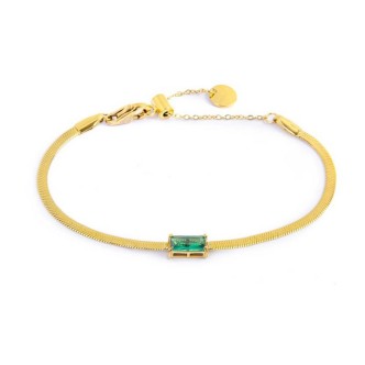 1 - Marlù women's golden snake bracelet with green baguette crystal 31BR0010G-S