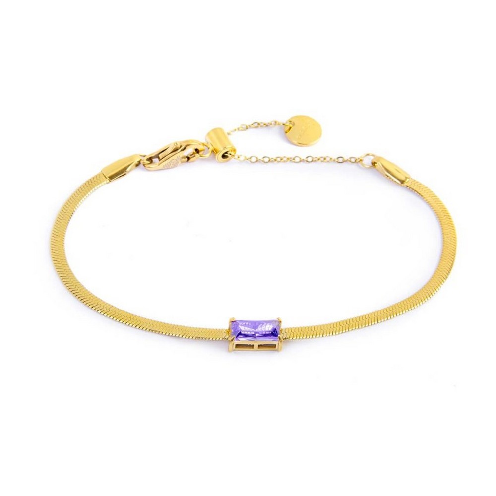 1 - Marlù women's golden snake bracelet with purple baguette crystal 31BR0010G-P