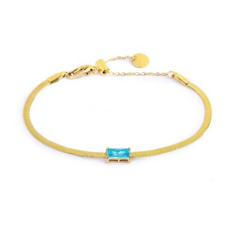 1 - Bracciale snake dorato donna Marlù cristallo baguette azzurro 31BR0010G-AM