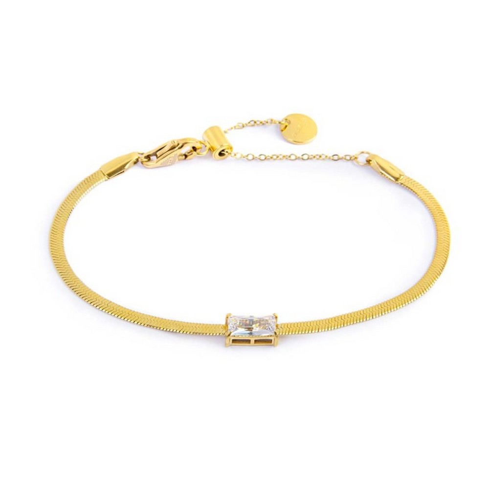 1 - Marlù women's golden snake bracelet with white baguette crystal 31BR0010G-W