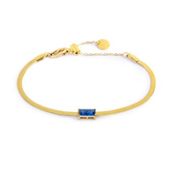 1 - Bracciale snake dorato donna Marlù cristallo baguette blu 31BR0010G-B