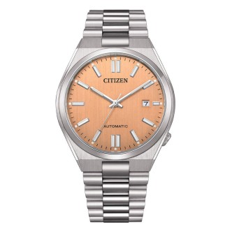 1 - Orologio uomo Citizen Automatico Tsuyosa fondo salmone NJ0151-88M cassa e bracciale acciaio