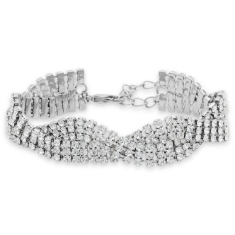 1 - Bracciale donna intrecciato Stroili Romantic Shine 1683803 acciaio con cristalli