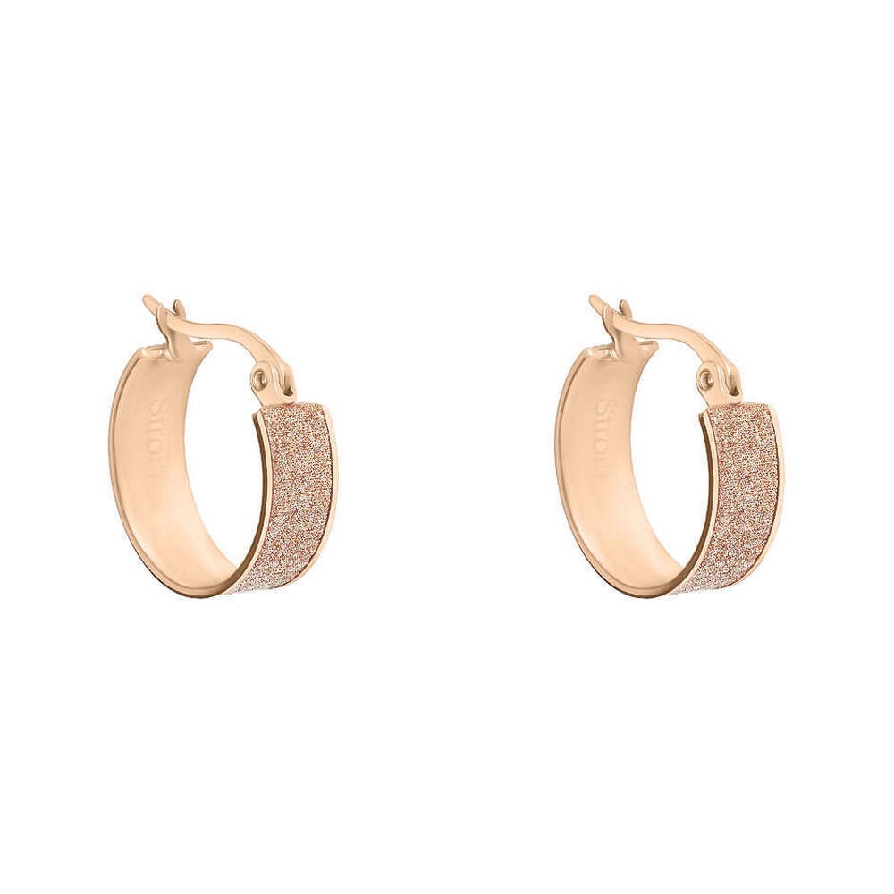 1 - Stroili Lady Shine pink steel glitter hoop earrings for women 1691043