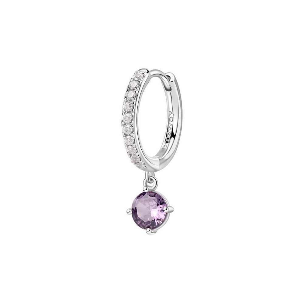 1 - Orecchino cerchietto donna Brosway FANCY Argento 925 con zirconi bianchi e viola FMP87