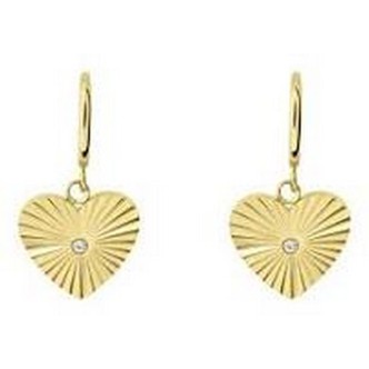 1 - Stroili Lady Code golden pleated heart earrings in steel with crystals 1691399