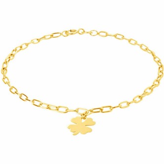 1 - Stroili Beverly 9Kt Yellow Gold women's four-leaf clover bracelet with chain 1429153