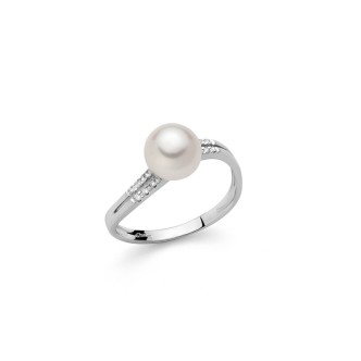 1 - Miluna 18Kt White Gold women's ring with pearl and diamonds PLI1597