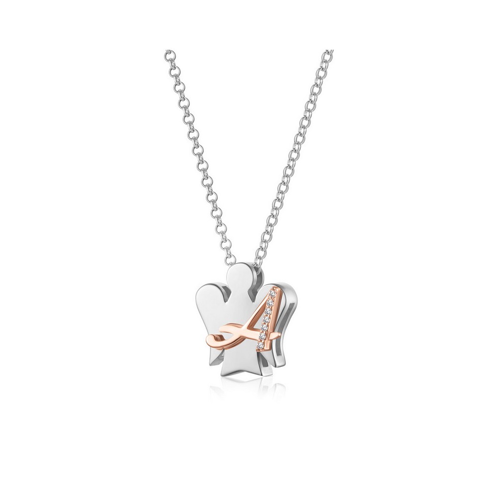 1 - Letter A women's necklace Roberto Giannotti 925 silver with zircons GIA500A Alphabet of Angels