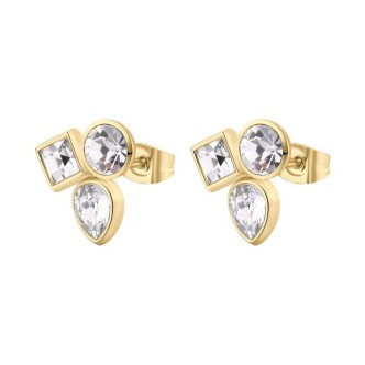 1 - Brosway Symphonia women's earrings in golden 316L steel with white crystals BYM177