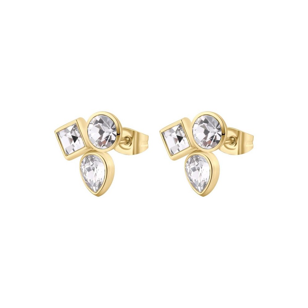 1 - Brosway Symphonia women's earrings in golden 316L steel with white crystals BYM177