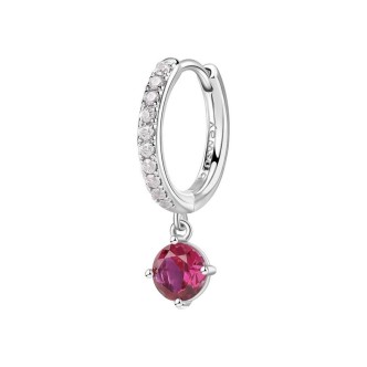 1 - Orecchino cerchietto donna Brosway FANCY Argento 925 con zirconi bianchi e rosso FPR86