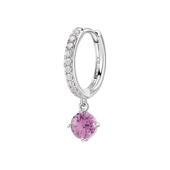 1 - Brosway FANCY women's hoop earring in 925 silver with white and pink zircons FVP83