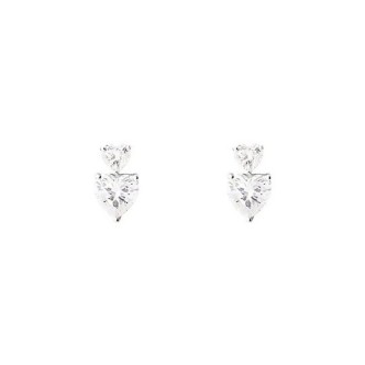 1 - Stroili Claire 9Kt White Gold women's heart earrings 1429362 with white zircon