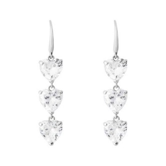 1 - Stroili Claire 9Kt White Gold women's pendant heart earrings 1429363 with white zircon