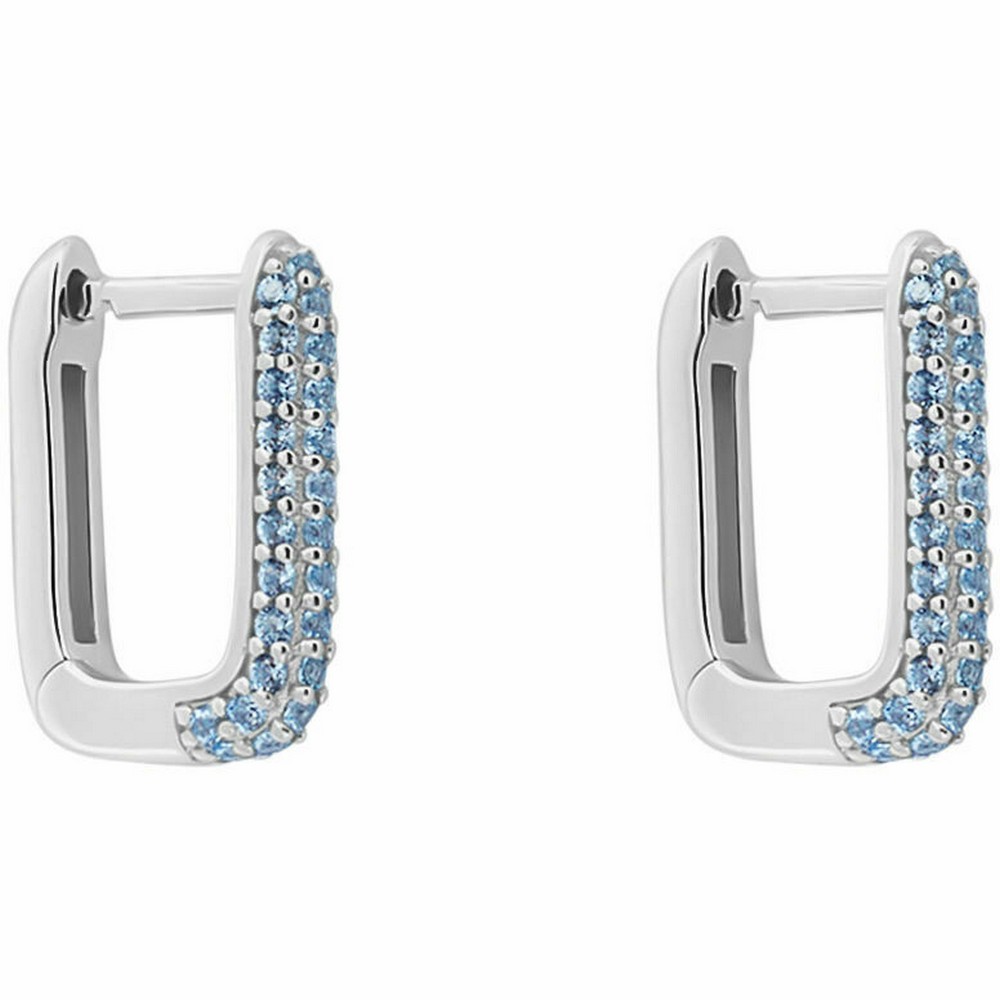 1 - Stroili women's rectangular 925 silver earrings with light blue zircons 1691427