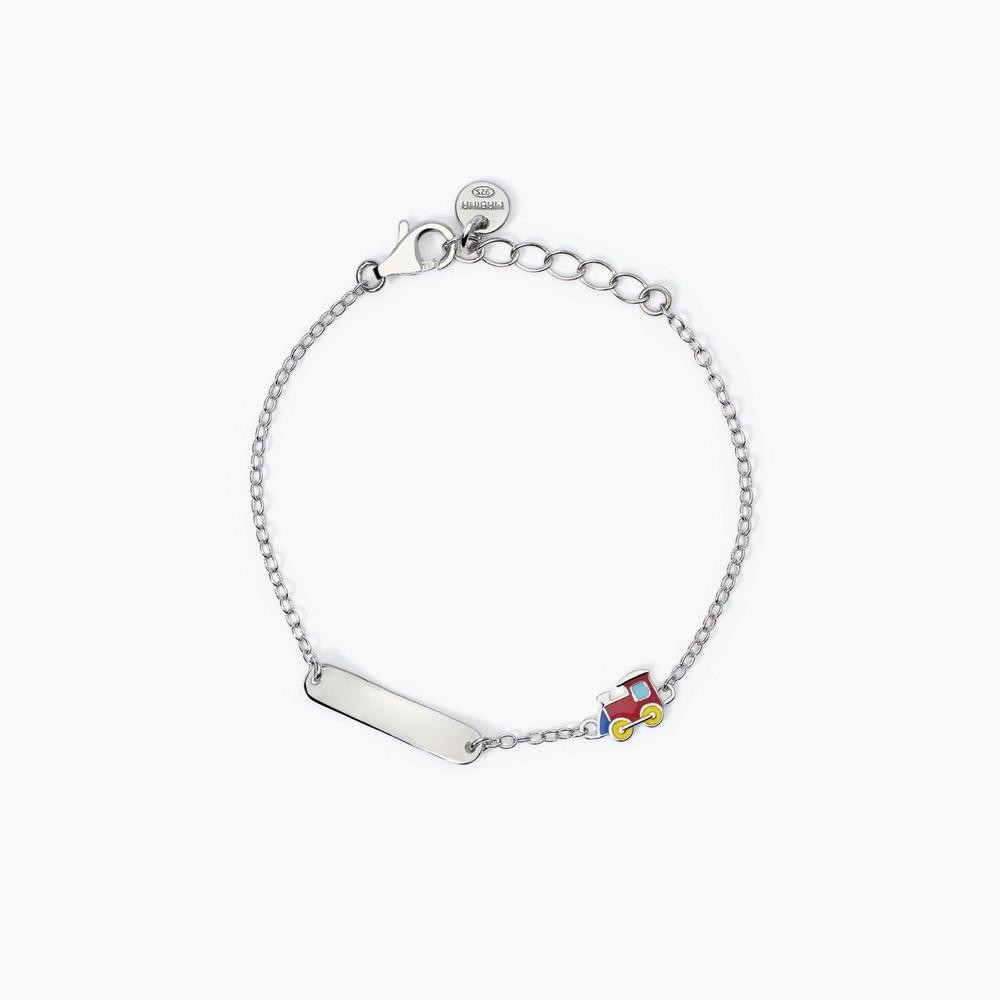 1 - Mabina 925 Silver children's train bracelet with tag 533862