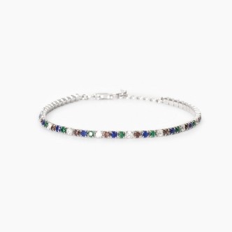 1 - Men's tennis bracelet in 925 silver with multicolor zircons 533859